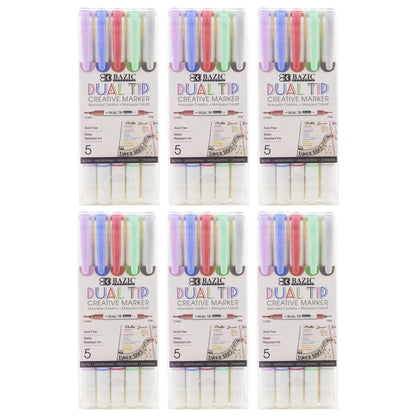 Dual-Tip Creative Markers, 5 Per Pack, 6 Packs