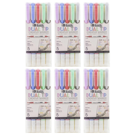 Dual-Tip Creative Markers, 5 Per Pack, 6 Packs