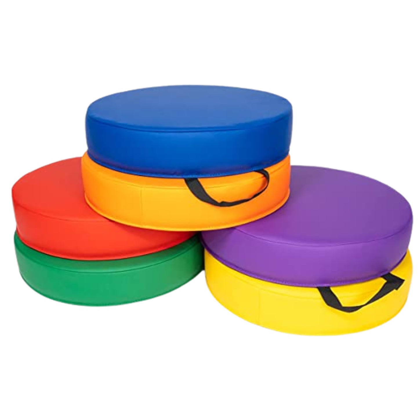 Color Coded Vinyl Floor Cushions, Round, Set of 6