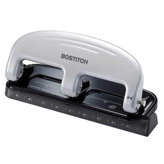 EZ Squeeze™ 3-Hole Punch, 20 Sheets, Silver/Black