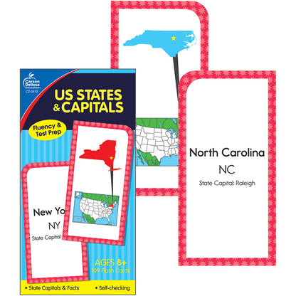 U.S. States & Capitals Flash Cards, Grade 3-5, Pack of 3