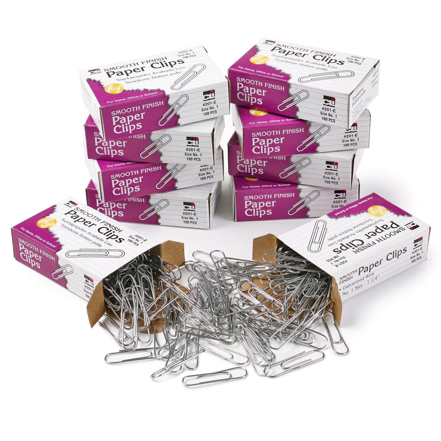 Standard Paper Clips, 1000 Per Box, 10 Boxes