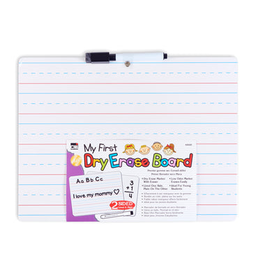 "My First" Dry Erase Board with Marker/Eraser, Two-Sided Plain/Lined, White, Pack of 12