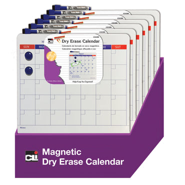 Magnetic Dry Erase Calendar with Marker/Eraser and 2 Magnets, 14" x 14", Pack of 6