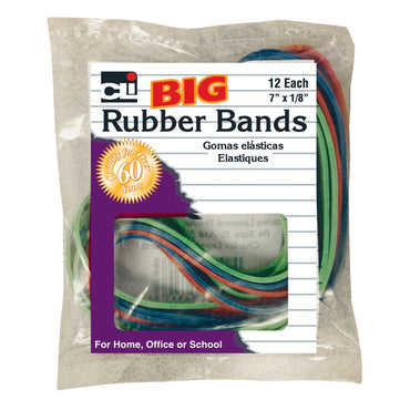 Big Rubber Bands, 7" x 1/8", 12 Per Pack, 12 Packs