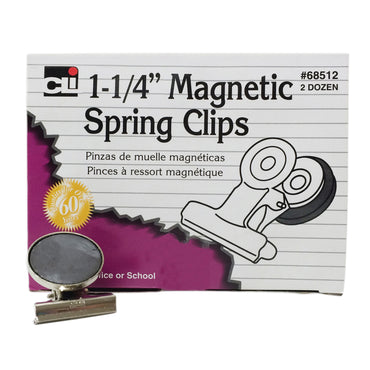 Magnetic Spring Clips, 1-1/4", 24 Per Box, 2 Boxes