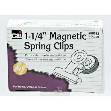 Magnetic Spring Clips, 1-1/4", Box of 24