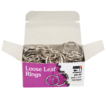 Loose Leaf Book Rings, 1-1/2" Diameter, 100 Per Box, 2 Boxes