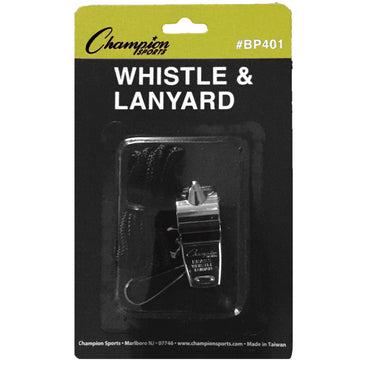 Metal Whistle & Black Lanyard Pack, 6 Packs