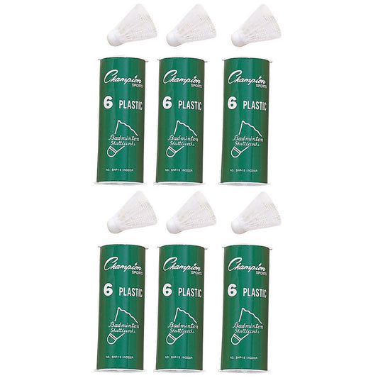 Plastic Indoor Shuttlecocks, 6 Per Pack, 6 Packs