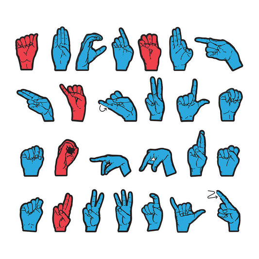 Magnetic Sign Language Letters, Red & Blue Colors, Assorted Sizes, 26 Pieces