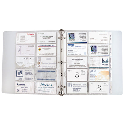 Business Card Holder, Poly with Tabs, Holds 20 Cards/Page, 11" x 8-1/2", 5 Per Pack, 5 Packs