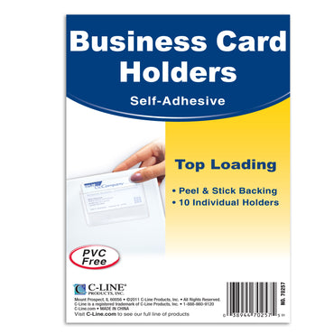 Self-Adhesive Business Card Holder, Top Load, 2" x 3-1/2", 10 Per Pack, 5 Packs