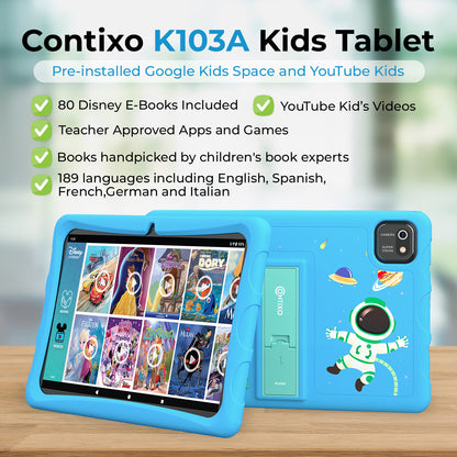 K103-A Blue 10-Inch Kids 64GB HD Tablet