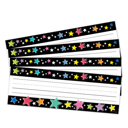 Star Bright Colorful Stars on Black Name Plates, 36 Per Pack, 6 Packs