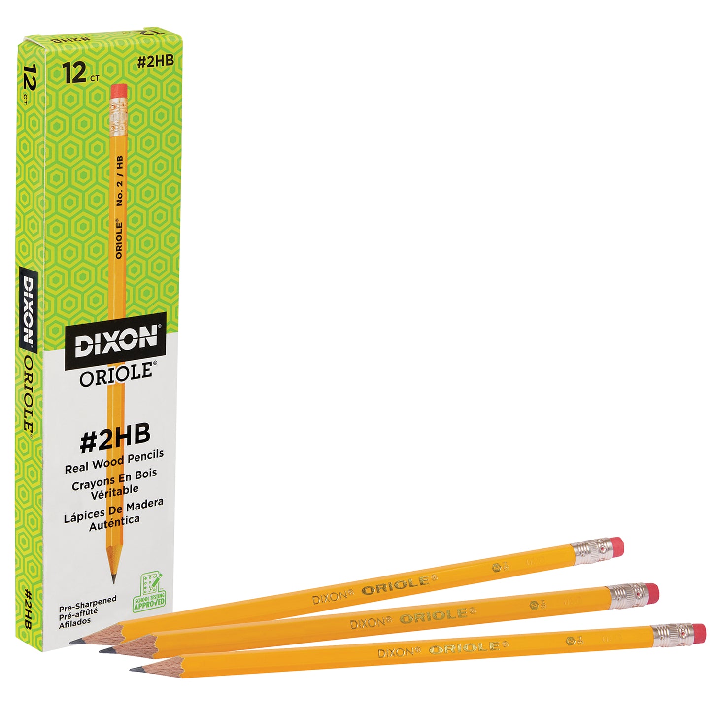 Oriole® Wood-Cased Pencils, #2 HB Soft, Pre-Sharpened, Yellow, 12 Per Pack, 6 Packs