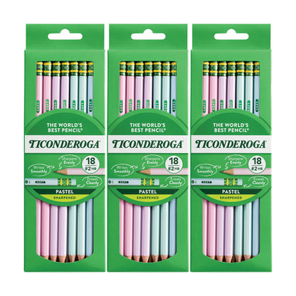 Wooden Pencil Pastel, Sharpened, 18 Per Pack, 3 Packs