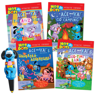 Hot Dots® Jr. Interactive Storybooks, 4-Book Set plus "Ace" Pen