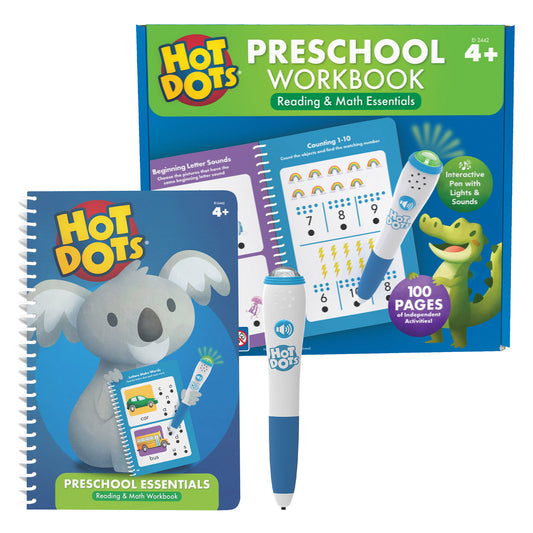 Hot Dots® Preschool Essentials Reading & Math Workbook