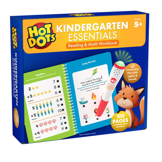 Hot Dots® Kindergarten Essentials Reading & Math Workbook