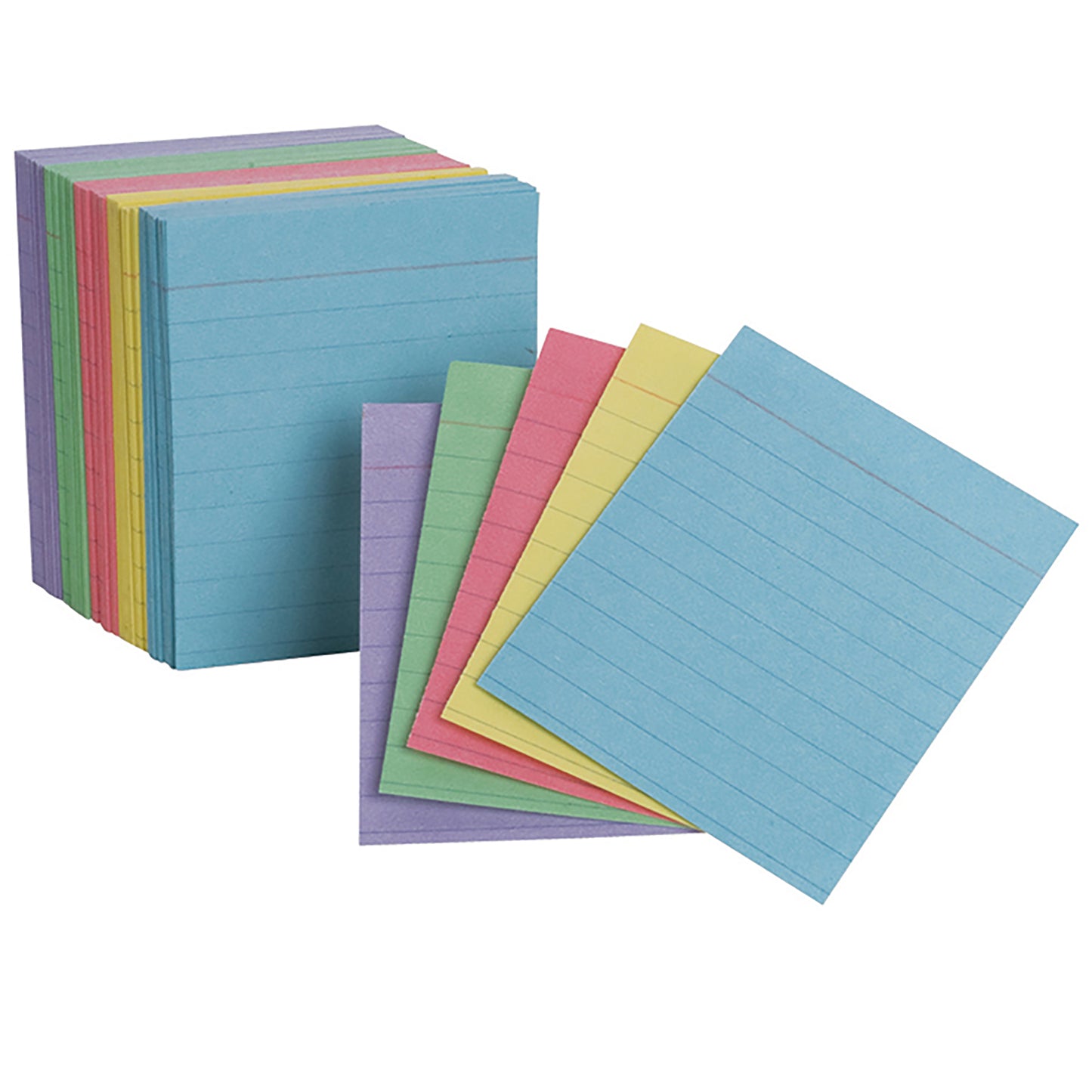 Mini Index Cards, 3" x 2.5", Ruled, Assorted Colors, 200 Per Pack, 6 Packs