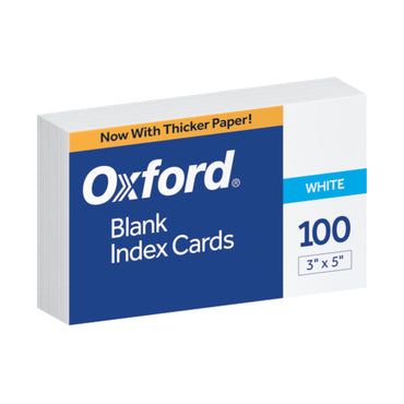 Blank Index Cards, 3" x 5", White, 100 Per Pack, 10 Packs