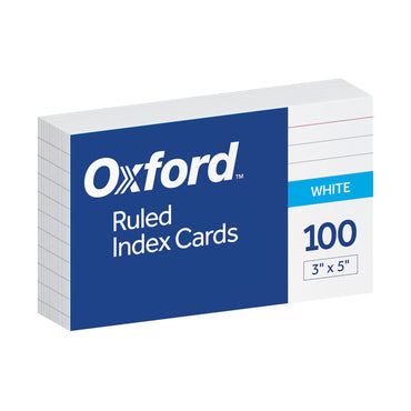 Index Cards, 3" x 5", Ruled, 100 Per Pack, 12 Packs