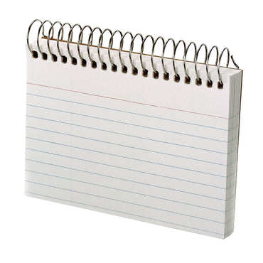 Spiral Index Cards, 3" x 5", White, Ruled, 50 Per Pack, 6 Packs