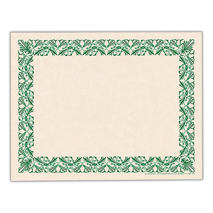 Art Deco Set -Green Border Paper, Plain Folders, Gold Seals