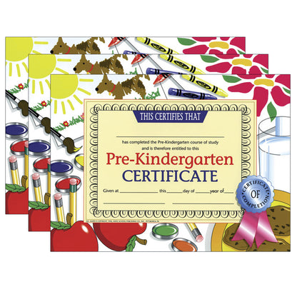 Pre-Kindergarten Certificate, 8.5" x 11", 30 Per Pack, 3 Packs