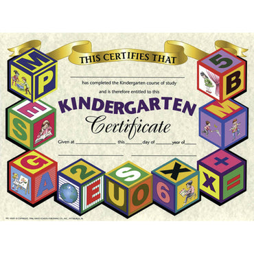 Kindergarten Certificate, 8.5" x 11", 30 Per Pack, 3 Packs