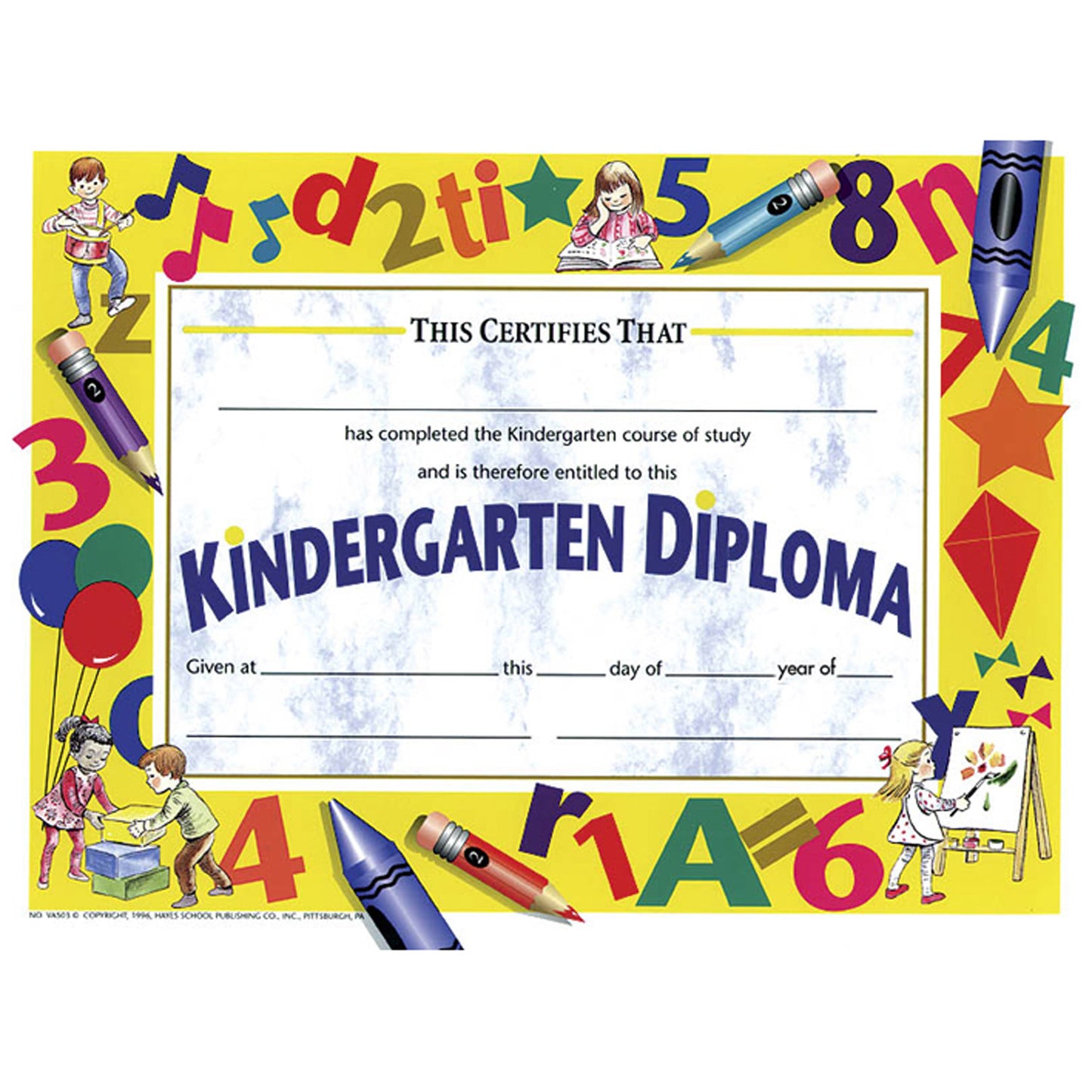 Kindergarten Diploma, 8.5" x 11", 30 Per Pack, 3 Packs