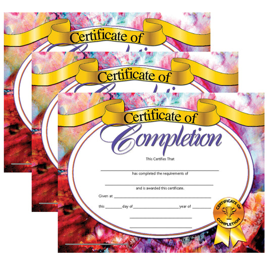 Certificate of Completion, 8.5" x 11", 30 Per Pack, 3 Packs