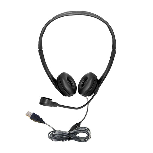 WorkSmart Personal Headset - USB with Steel-Reinforced Gooseneck Microphone, Leatherette Ear Cushions