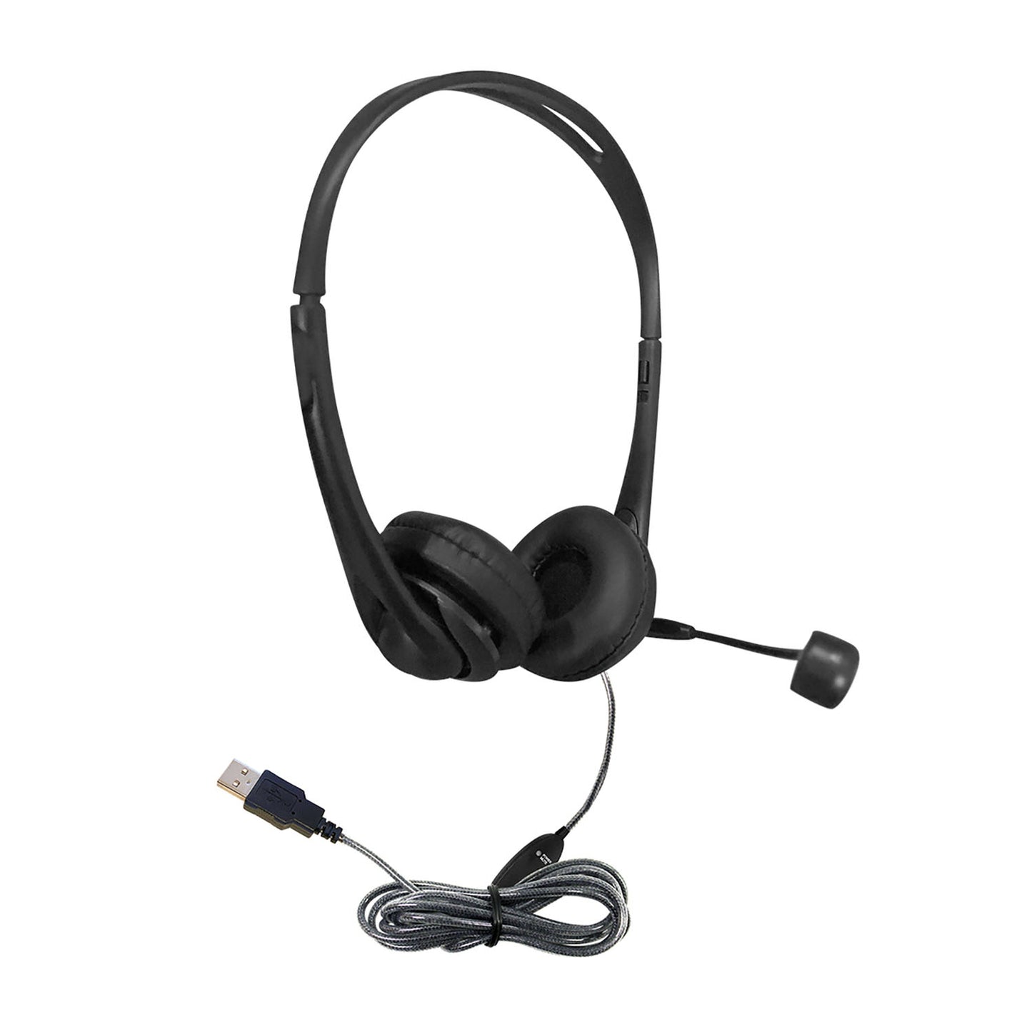 WorkSmart Personal Headset - USB with Steel-Reinforced Gooseneck Microphone, Leatherette Ear Cushions