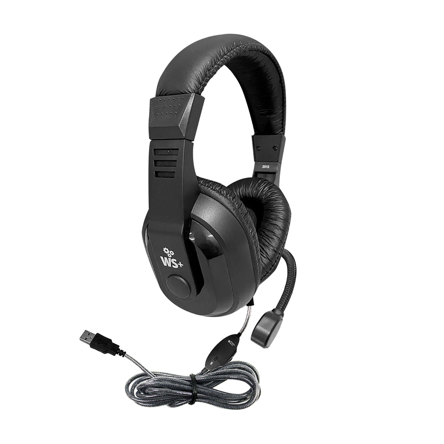 WorkSmart Plus Deluxe Headset - USB with Boom gooseneck microphone, padded headband Leatherette ear cushions