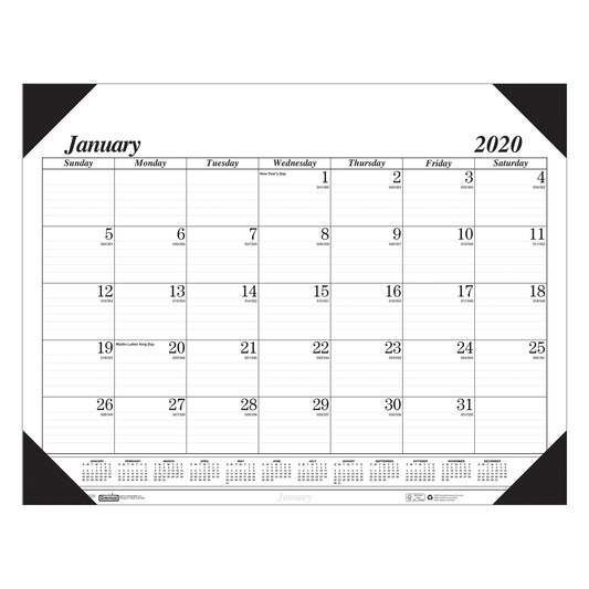 Academic Economy Desk Pad, 12 Months, January-December, Pack of 3