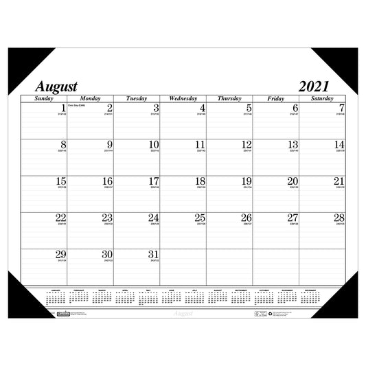 Monthly Academic Calendar Economy Desk Pad, 17 Months (Aug-Dec), 22" x 17"