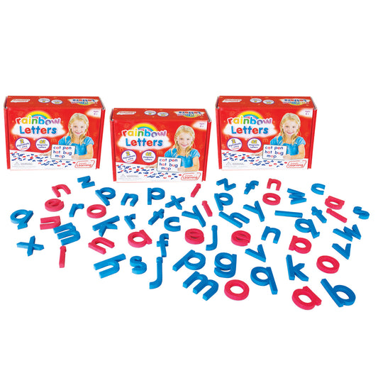 Rainbow Letters, Magnetic, 62 Per Pack, 3 Packs