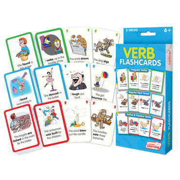 Verb Flashcards, 3 Sets Per Pack, 3 Packs