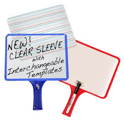 Customizable Handheld Whiteboards with Clear Dry Erase Sleeves & Markers, Class Set of 24