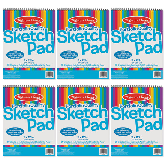 Portfolio Quality Sketch Pad, 9" x 12", White, Pack of 6