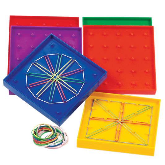 Double-Sided Rainbow Geoboards, Set of 6