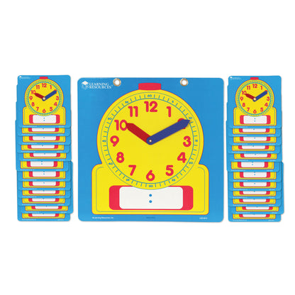 Write & Wipe Clocks Classroom Set, 1 Demonstration Clock, 24 Student Clocks