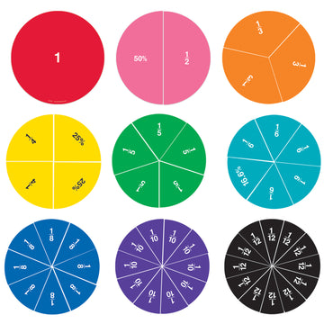 Double-sided Magnetic Fraction Circles, Pack of 9