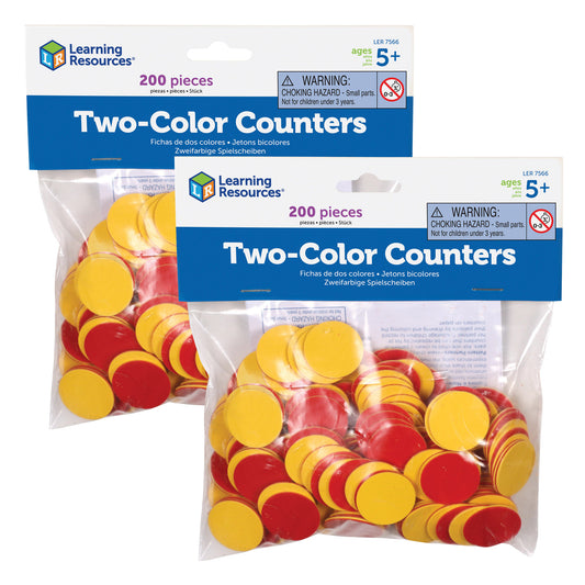 Two-Color Counters, Red and Yellow, 200 Per Pack, 2 Packs