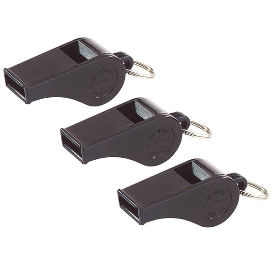 Black Plastic Whistles, 12 Per pack, 3 Packs