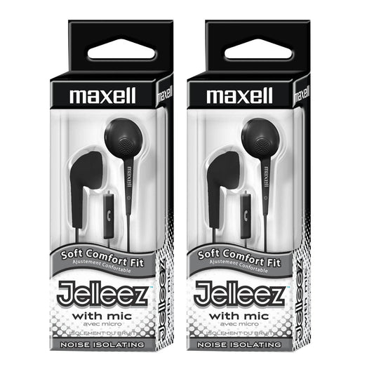 Jelleez™ Soft Earbuds with Mic, Black, Pack of 2