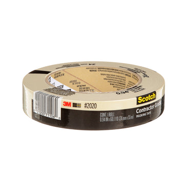 Contractor Grade Masking Tape, 0.94 in x 60.1 yd (24mm x 55m), Pack of 6