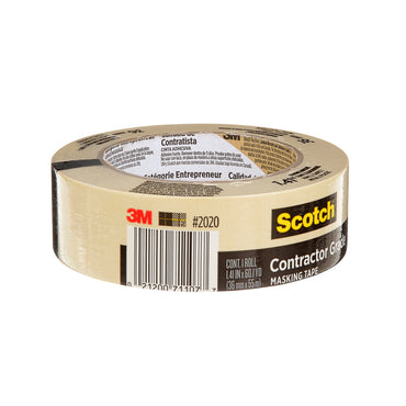 Contractor Grade Masking Tape, 1.41 in x 60.1 yd (36mm x 55m), Pack of 3